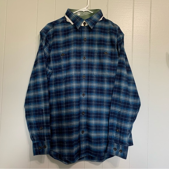 NWT Men’s Blue Grey Plaid ORVIS Long Sleeve Button Down Perfect Flannel Shirt - Picture 5 of 10